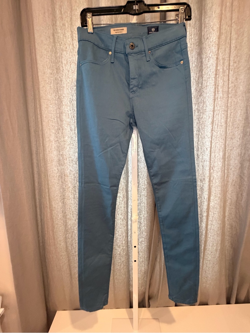 AG Adriano Goldschmied The Farrah Skinny High Rise Jeans in Teal Blue